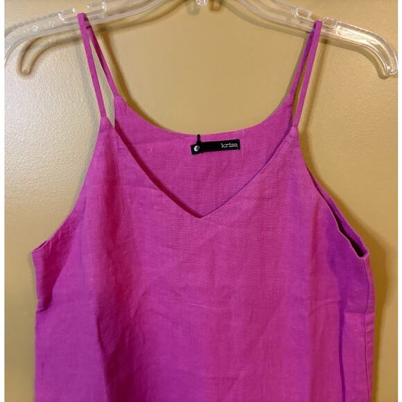 Revolve Krisa Pink Linen Frayed Hem Mini Dress - Size Small NWT - Picture 3 of 6